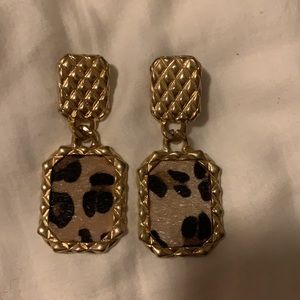 Cheetah print and fake gold statement earrings